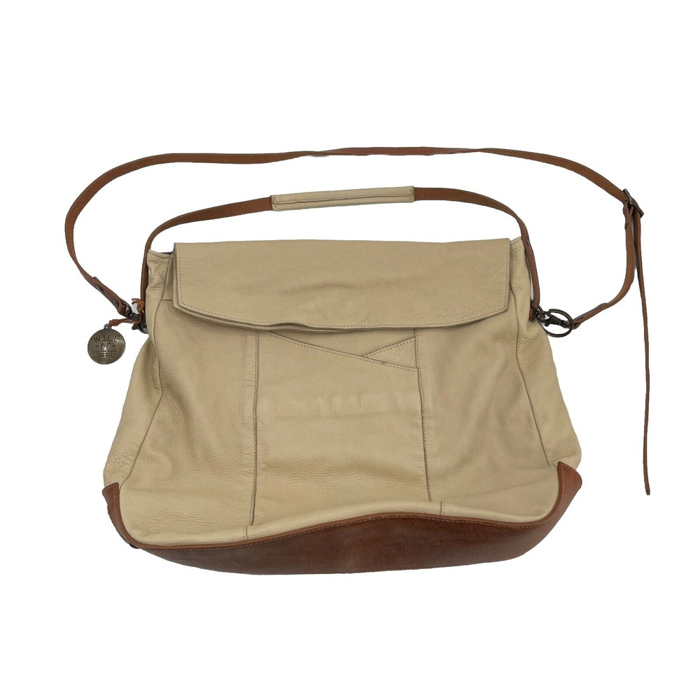 Will‎ Leather Goods Handbag Beige Leather Magnetic Flap Pockets